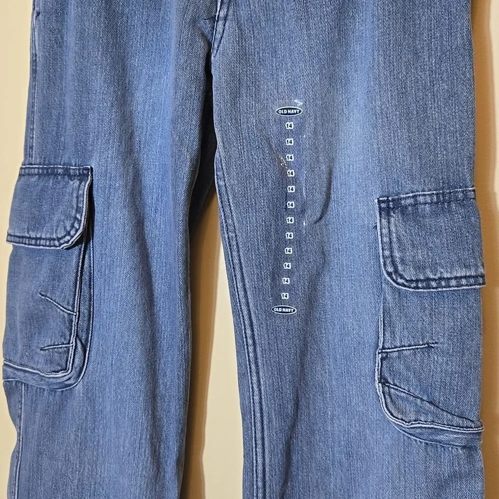 Vintage Old Navy‎ True Y2K Wide Leg Cargo Jeans Girls 14 New Old Stock Utility